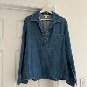 COS
Women's Blue Collared V-neck Denim Top